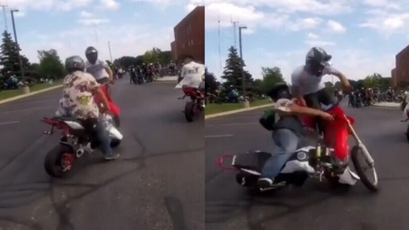 Una motocross contro l'altra: l'impatto fa impressione! VIDEO