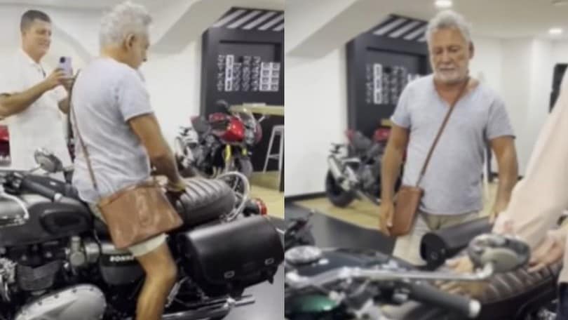 La consegna di una Bonneville a Francesco Paolantoni è uno sketch comico