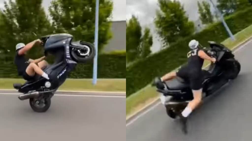 Quando impenni con il TMAX… ma rischi grosso