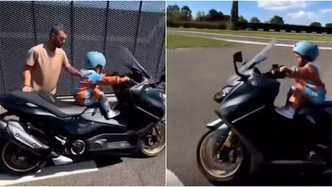 L'ex pilota Kenan Sofuoglu fa guidare un TMax al figlio piccolo (da solo)
