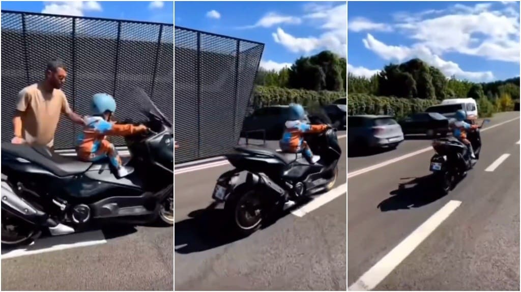 Figli d'arte, Kenan Sofuoglu mette il suo sul TMax… e lo lascia andare VIDEO