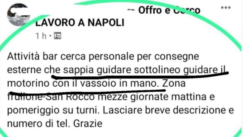 Cercasi cameriere che guidi il motorino con vassoio in mano: l'annuncio è virale