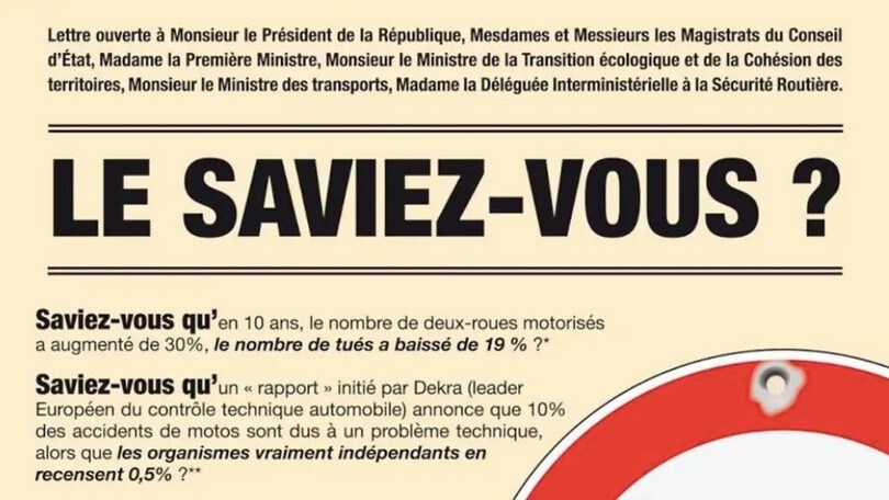 Le associazioni francesi FFMC e FFM scrivono una lettera contro il controllo tecnico