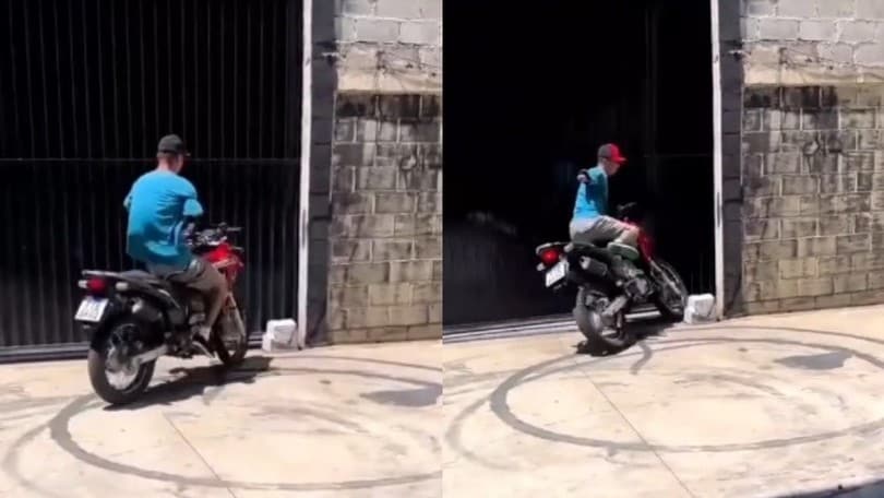 Sgommata "epic fail": il giovane finisce contro il cancello!