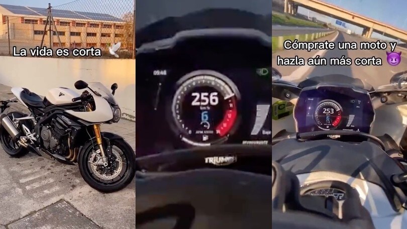 In moto a 260 km/h per un trend su Tik Tok: si filma e la polizia lo scopre
