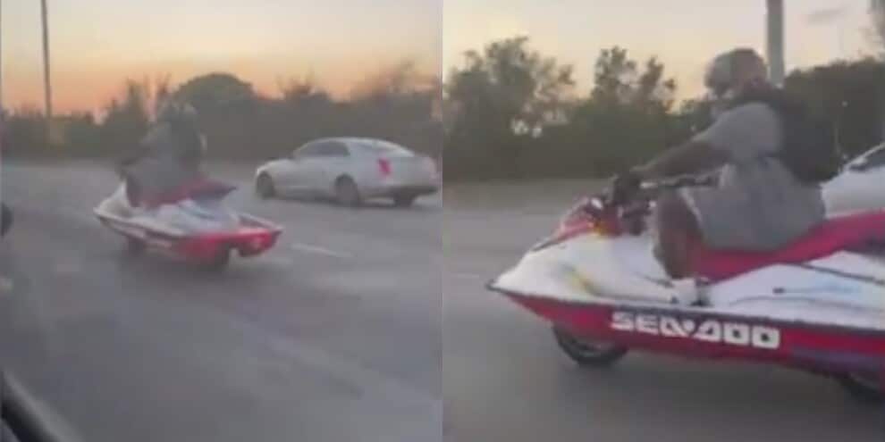 Con la moto d'acqua per strada: ma ha le ruote per davvero!