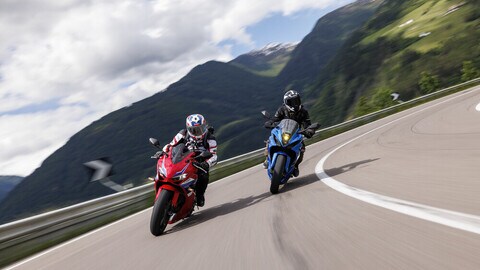 Honda CBR 650R e-clutch vs Suzuki GSX-8R: le foto della sfida