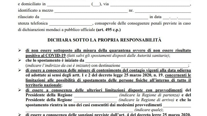 Coronavirus, l'autocertificazione cambia ancora: ecco il nuovo modulo