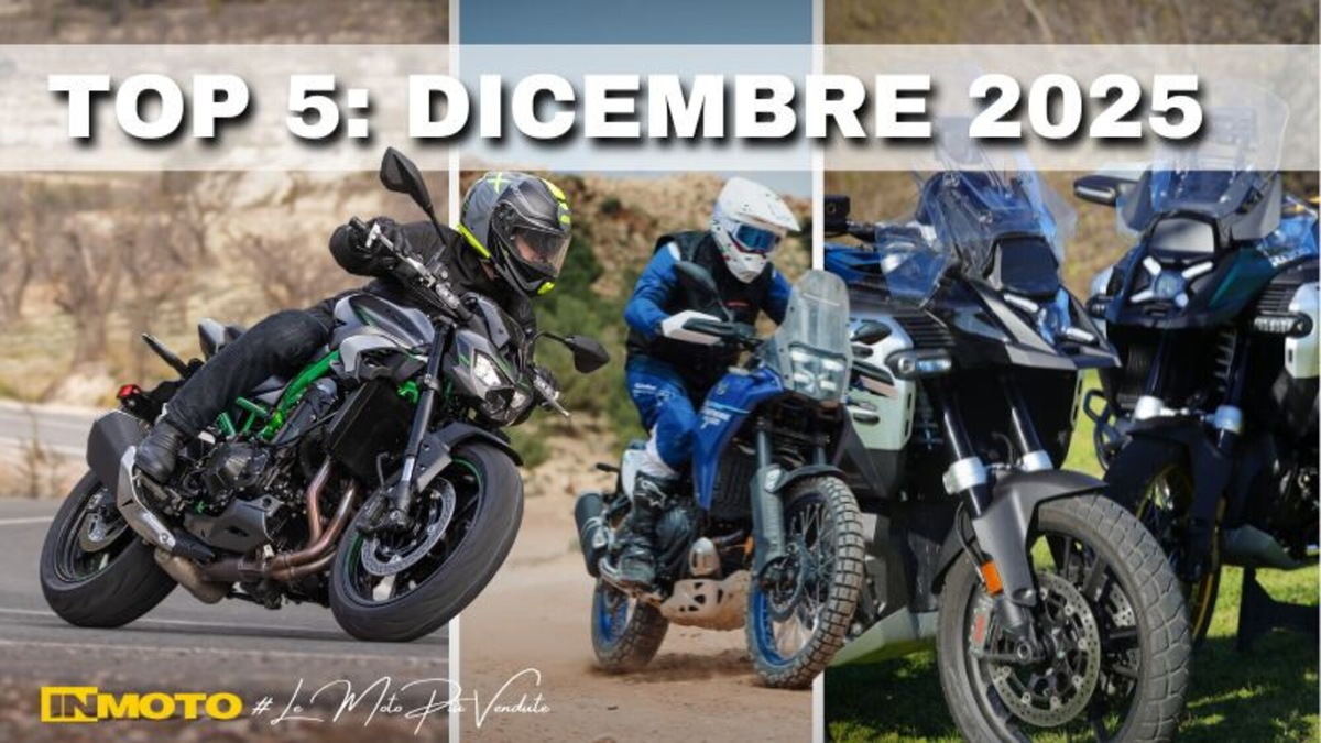 Top 5 +1 moto più vendute di dicembre 2025: Kawasaki Z900, unica naked tra le adventure