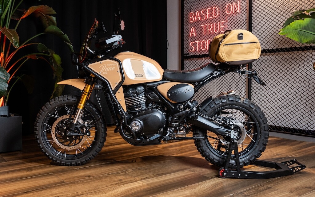 Triumph Dune 400: le foto della Scrambler che sogna i grandi rally nel deserto