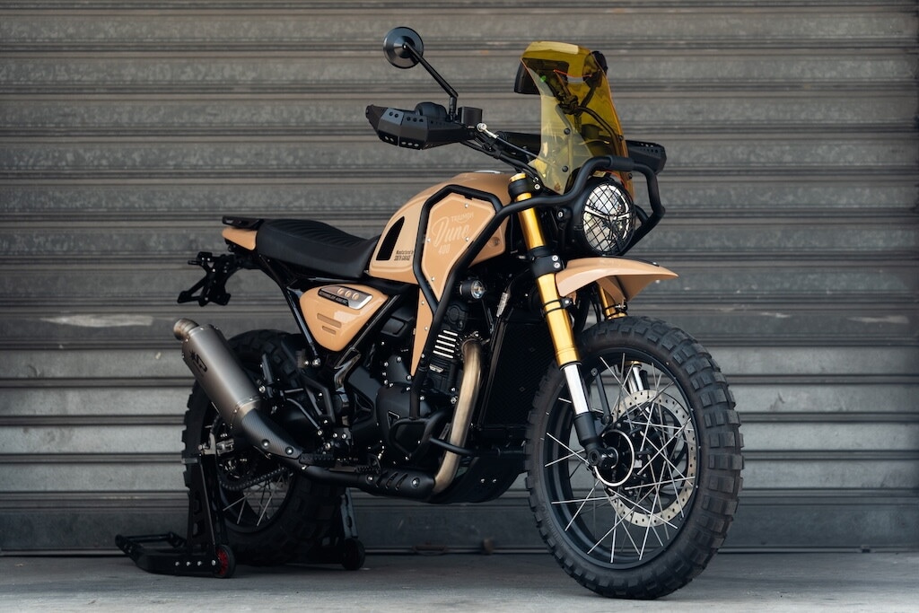 Triumph Dune 400: le foto della Scrambler che sogna i grandi rally nel deserto