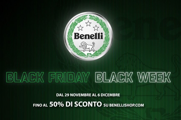 Benelli Black Friday, sconti del 50% su accessori e abbigliamento