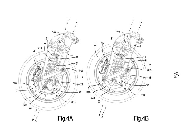 Piaggio, il meccanismo di Watt per un nuovo avantreno