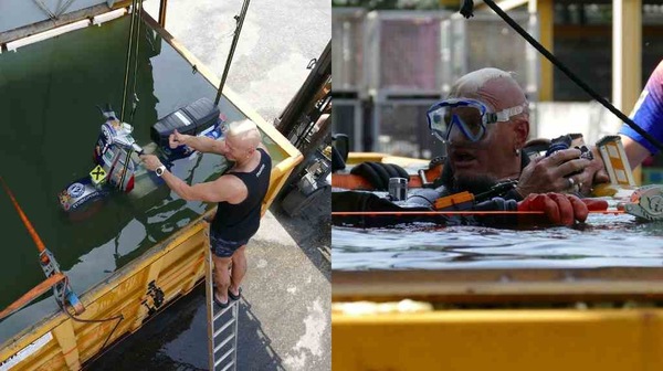 Guinness da brivido, rischia la vita per smontare una Vespa sott'acqua