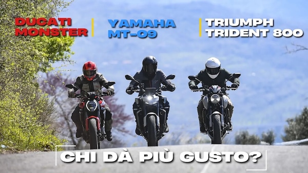 (VIDEO) Ducati Monster, Triumph Trident 800 e Yamaha MT-09: la comparativa tra regine del divertimento